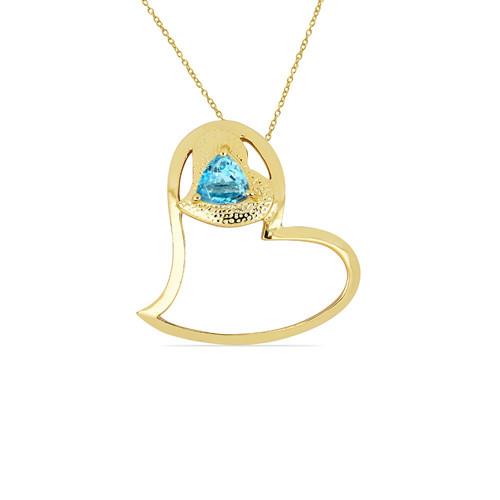 BUY SWISS BLUE TOPAZ GEMSTONE BRASS PENDANT